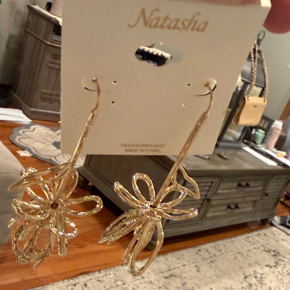 Natasha Couture Gold Statement Earrings